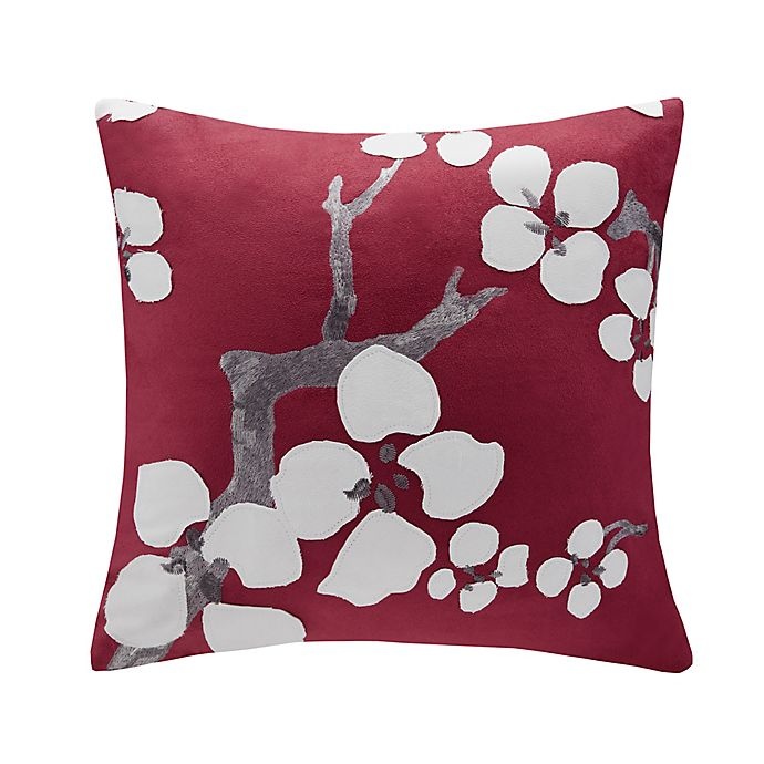 slide 1 of 1, N Natori Cherry Blossom Square Throw Pillow - Red, 1 ct