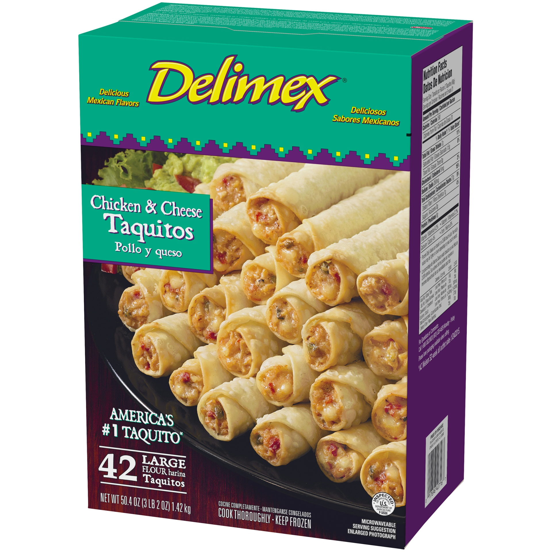 slide 3 of 6, Delimex Chicken & Cheese Taquitos, 42 ct