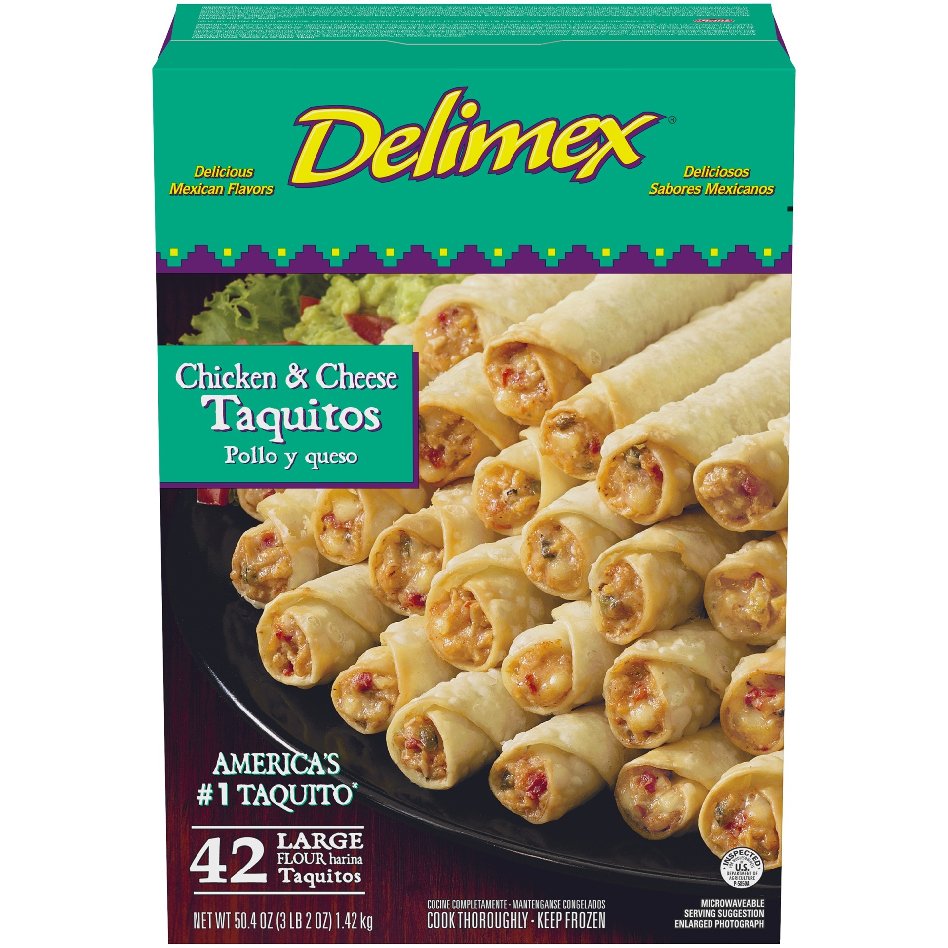 slide 1 of 6, Delimex Chicken & Cheese Taquitos, 42 ct