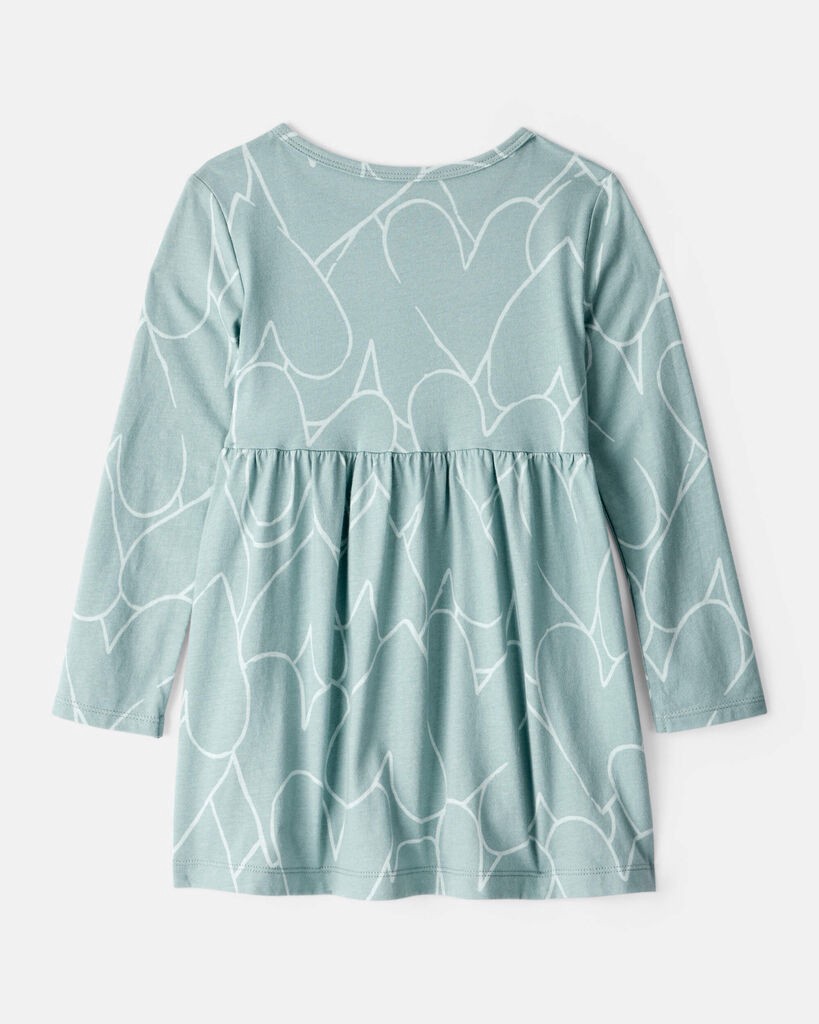 slide 2 of 3, Carter's Carters Toddler Girl Heart Print Long Sleeve Cotton Dress - Green Green 2T, 1 ct