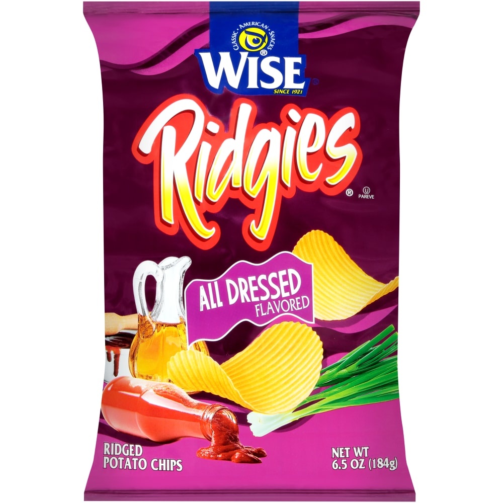 slide 1 of 1, Wise Ridgies All Dressed Flavored Ridged Potato Chips, 6.5 oz