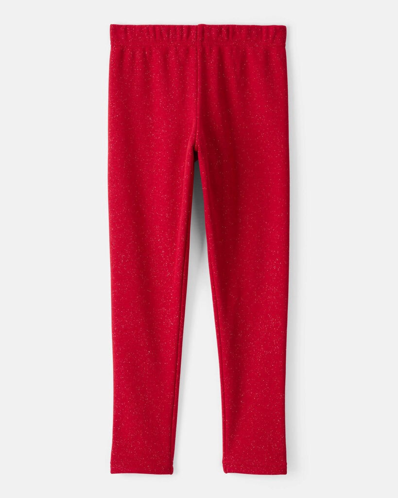 slide 3 of 4, Carter's Carters Girls Shimmer Cotton Pull-On Stretch Leggings - Red Red 12, 1 ct