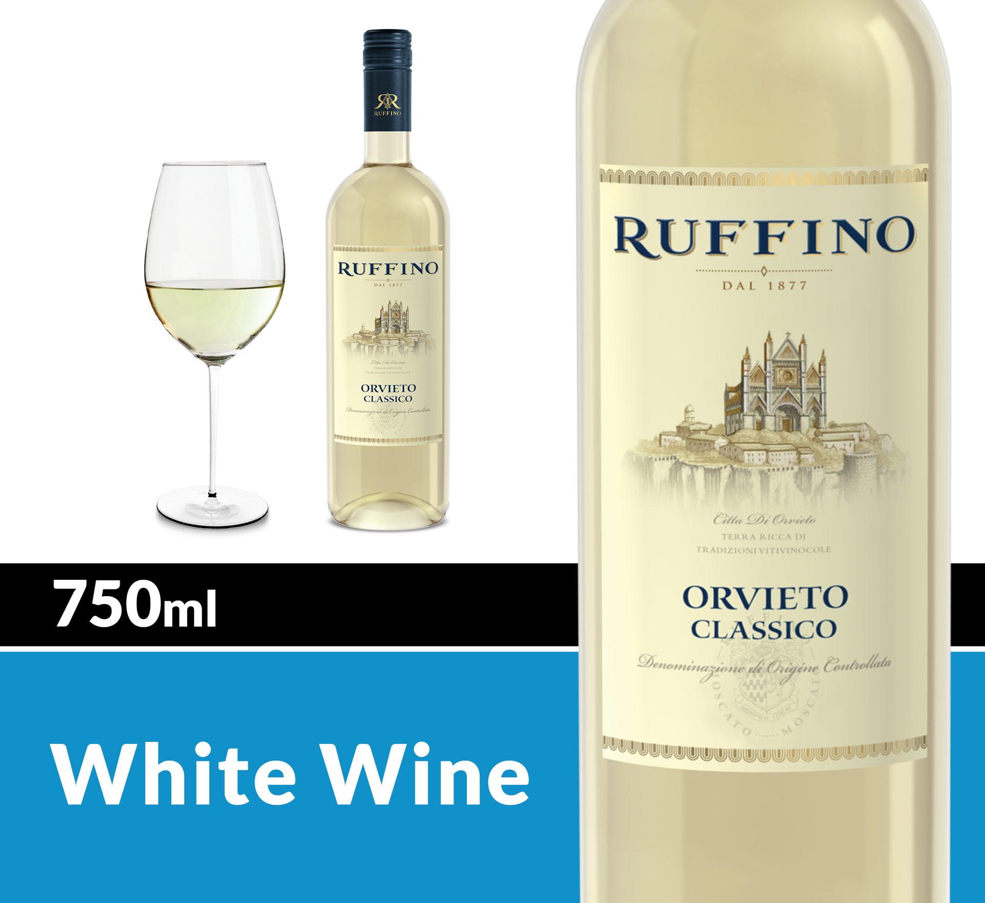 slide 2 of 5, Ruffino Orvieto Classico DOC Grechetto/Procanico/Trebbiano, Italian White Wine, 750 mL Bottle, 750 ml