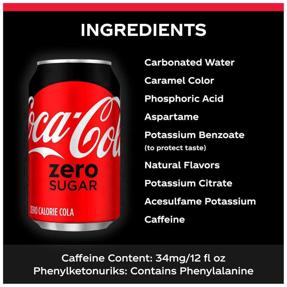 slide 33 of 55, Coca-Cola Zero Sugar Soft Drink, 12 ct
