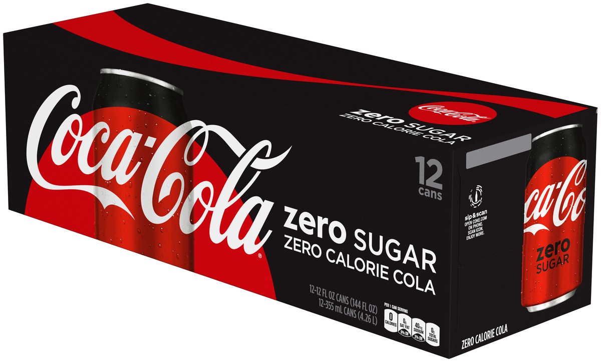 slide 1 of 55, Coca-Cola Zero Sugar Soft Drink - 12 ct, 12 ct