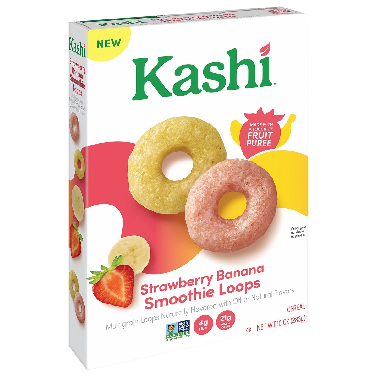 slide 5 of 12, Kashi Breakfast Cereal Strawberry Banana Smoothie Loops, 10 oz, 10 oz