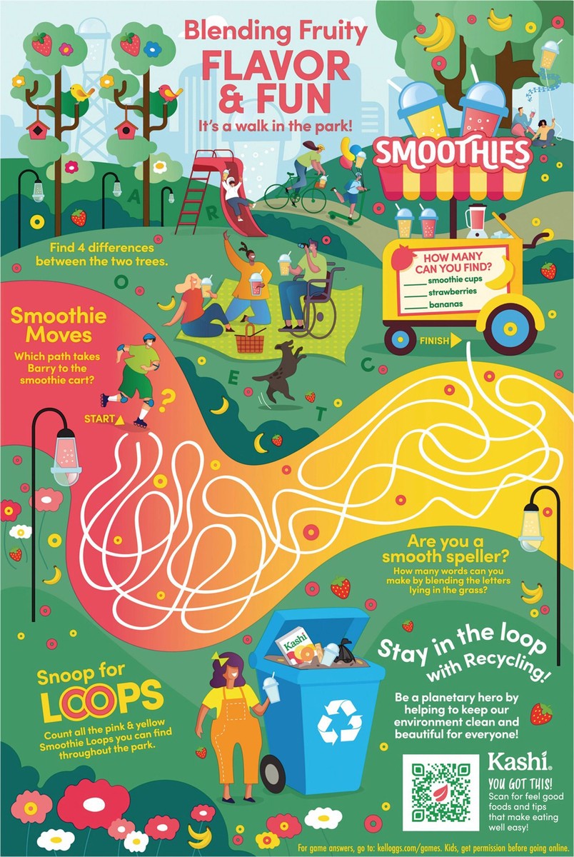 slide 7 of 12, Kashi Breakfast Cereal Strawberry Banana Smoothie Loops, 10 oz, 10 oz