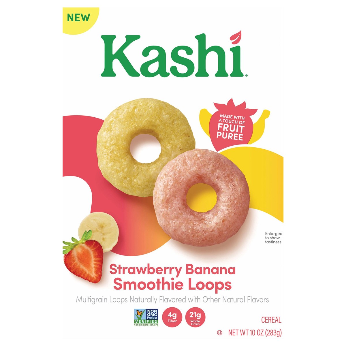 slide 9 of 12, Kashi Breakfast Cereal Strawberry Banana Smoothie Loops, 10 oz, 10 oz
