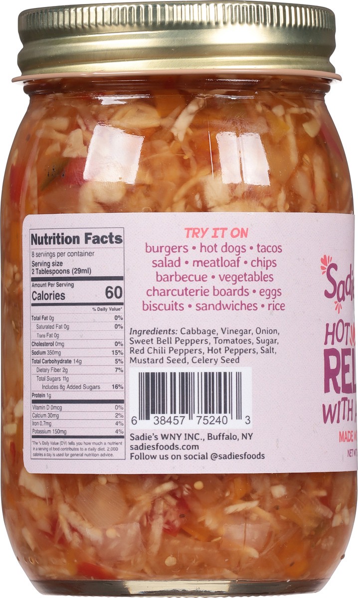 slide 12 of 13, Sadie's Hot Relish 16 oz, 16 oz