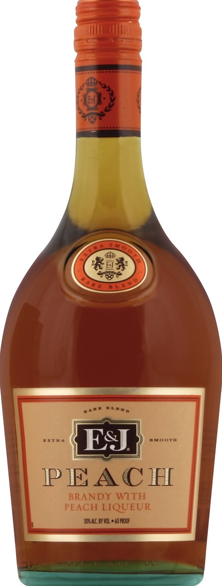 slide 1 of 6, E&J Peach Brandy With Peach Liqueur, 750 ml