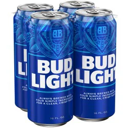 Bud Light Beer, 4 Pack 16 fl. oz. Cans