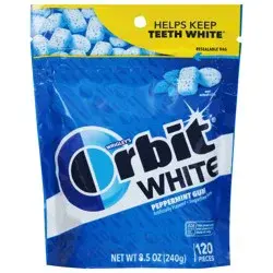 ORBIT White Peppermint Sugar Free Chewing Gum, Value Pack, 120 ct Bag