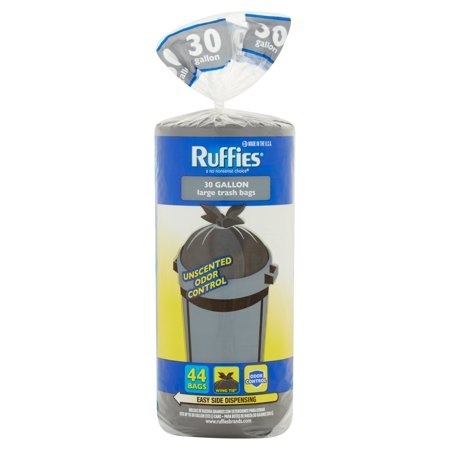 slide 1 of 1, Ruffies Unscented 30 Gallon Trash Bags, 44 ct