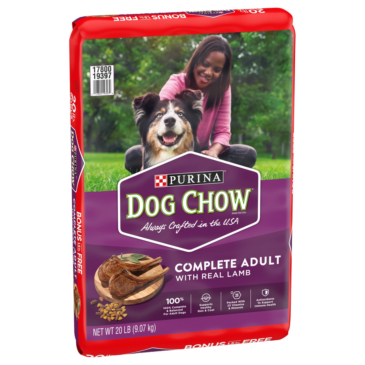 slide 9 of 9, Purina Dog Chow Complete Lamb Bonus Bag, 20 lb