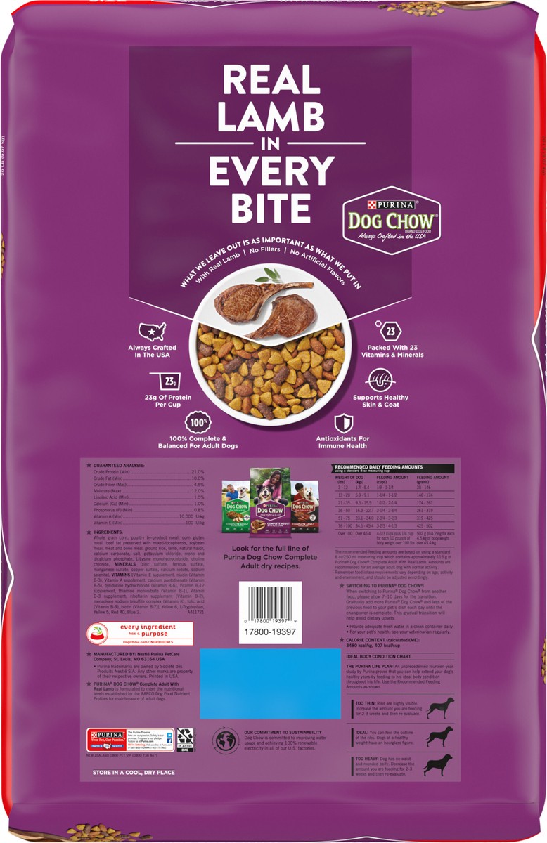 slide 8 of 9, Purina Dog Chow Complete Lamb Bonus Bag, 20 lb