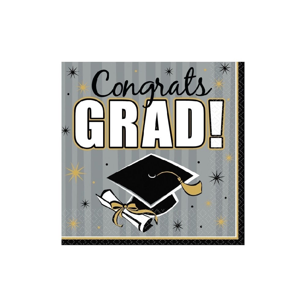 slide 1 of 1, Amscan Congrats Grad Beverage Napkins, 16 ct