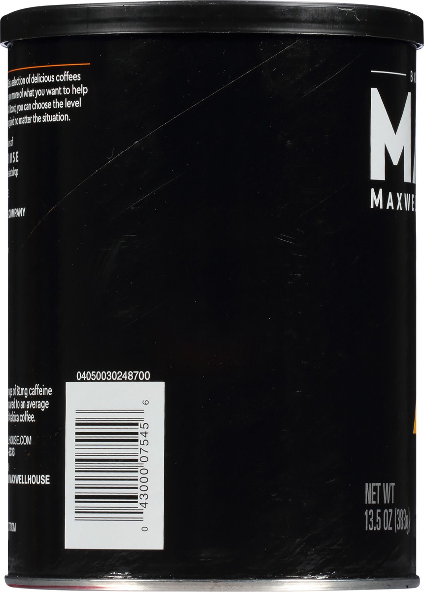 slide 12 of 12, Maxwell House Max Boost Medium Roast Ground Coffee with 1.25X More Caffeine, 13.5 oz Canister, 13.5 oz