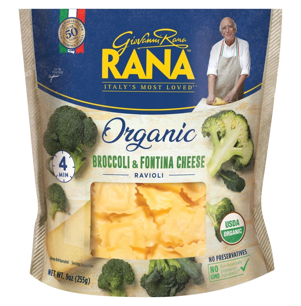 slide 1 of 1, Giovanni Rana Organic Broccoli Fontina Cheese Ravioli, 9 oz