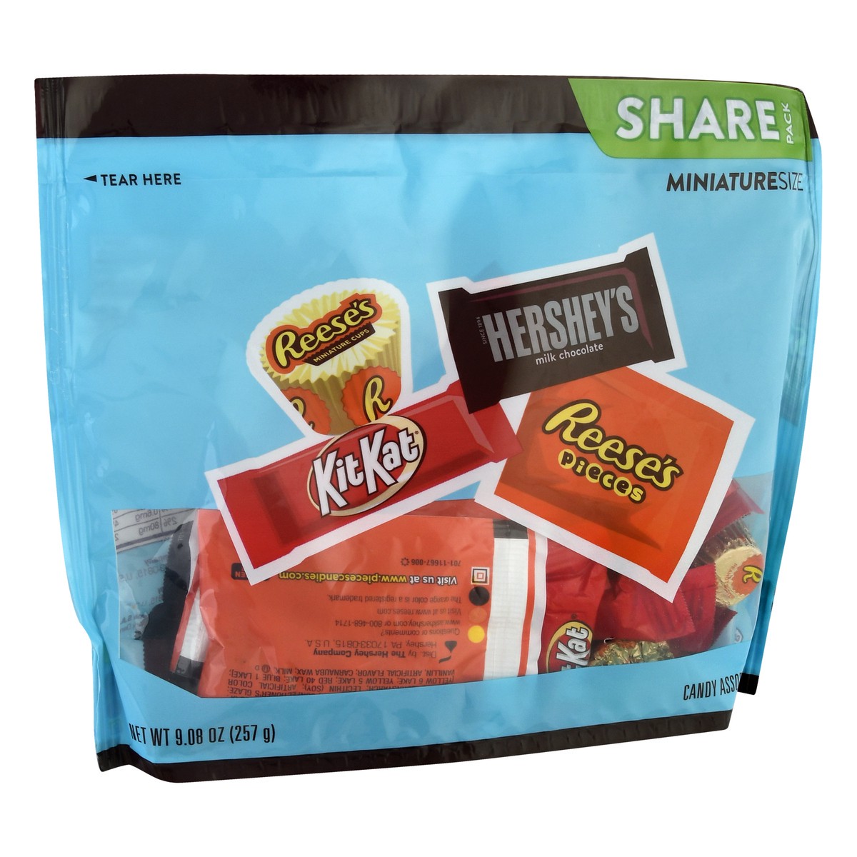 slide 3 of 10, HERSHEY'S, KIT KAT and REESE'S Miniatures Assorted Flavored Candy Share Pack, 9.08 oz, 9.08 oz