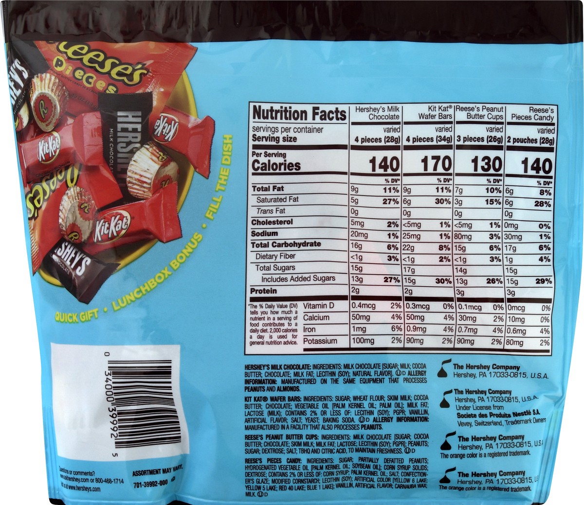 slide 5 of 10, HERSHEY'S, KIT KAT and REESE'S Miniatures Assorted Flavored Candy Share Pack, 9.08 oz, 9.08 oz