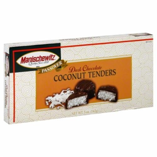 slide 1 of 1, Manischewitz Coconut Tenders - Passover Dark Chocolate, 5 oz