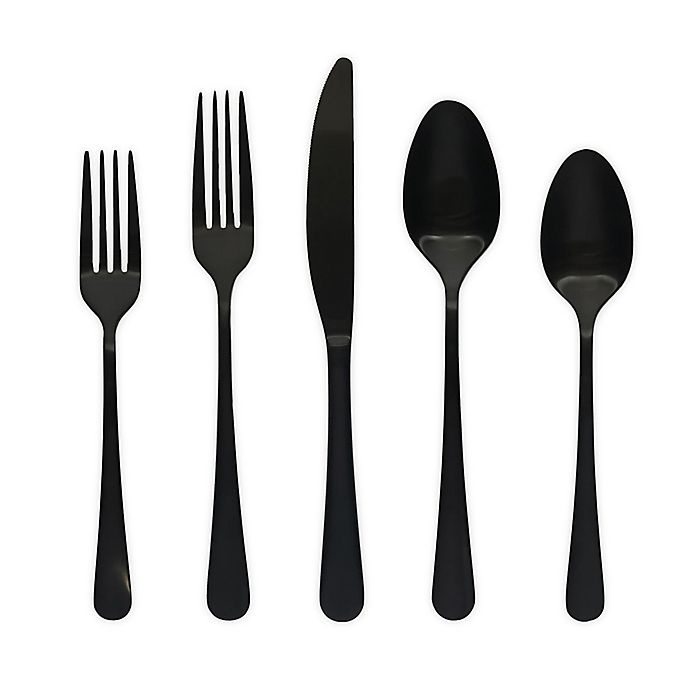 slide 1 of 1, Artisanal Kitchen Supply Ghent Flatware Set - Black Satin, 20 ct