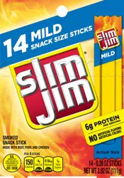 Slim Jim 14 Pack Snack Size Mild Smoked Snack Stick 14 ea