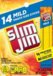 Slim Jim 14 Pack Snack Size Mild Smoked Snack Stick 14 ea