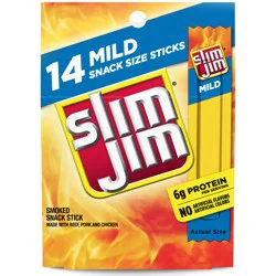 Slim Jim 14 Pack Snack Size Mild Smoked Snack Stick 14 ea
