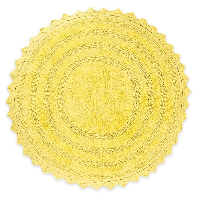 slide 1 of 3, Design Imports Reversible Crochet Round Bath Mat - Yellow, 28 in