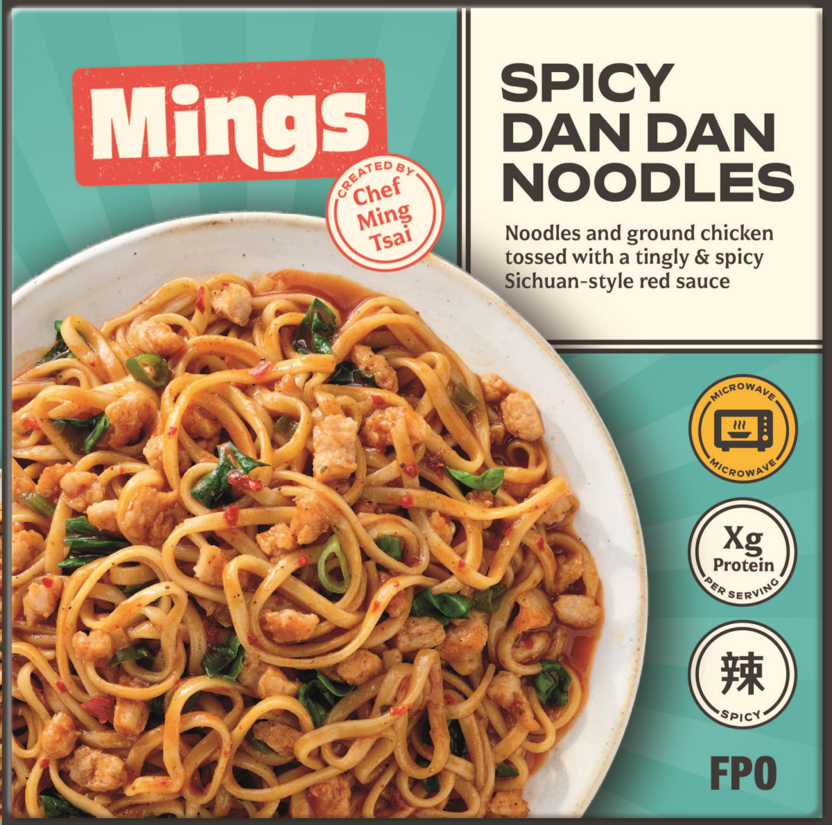 slide 1 of 5, Mings Spicy Dan Dan Noodles, Frozen Chicken and Noodles, 10 oz