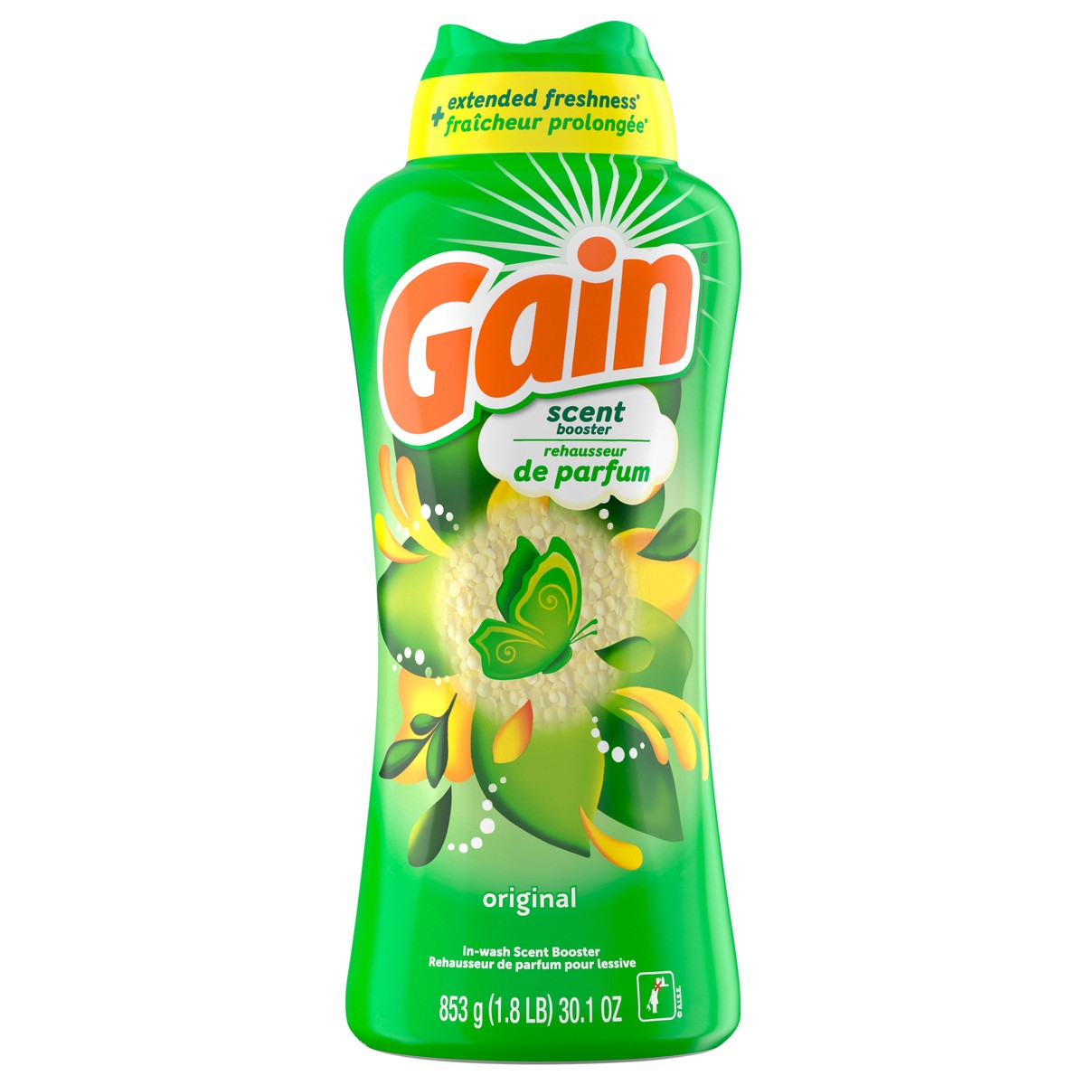 slide 1 of 8, Gain In-Wash Laundry Scent Booster, Original Scent, 30.1 OZ, Fresh Extender + Odor Protection, 30.1 oz