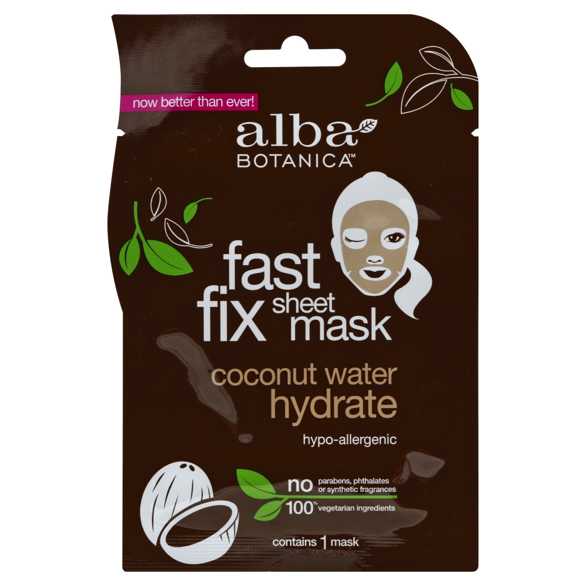 slide 1 of 1, Alba Botanica Hydrate Fast Fix Mask Coconut Water, 1 ct