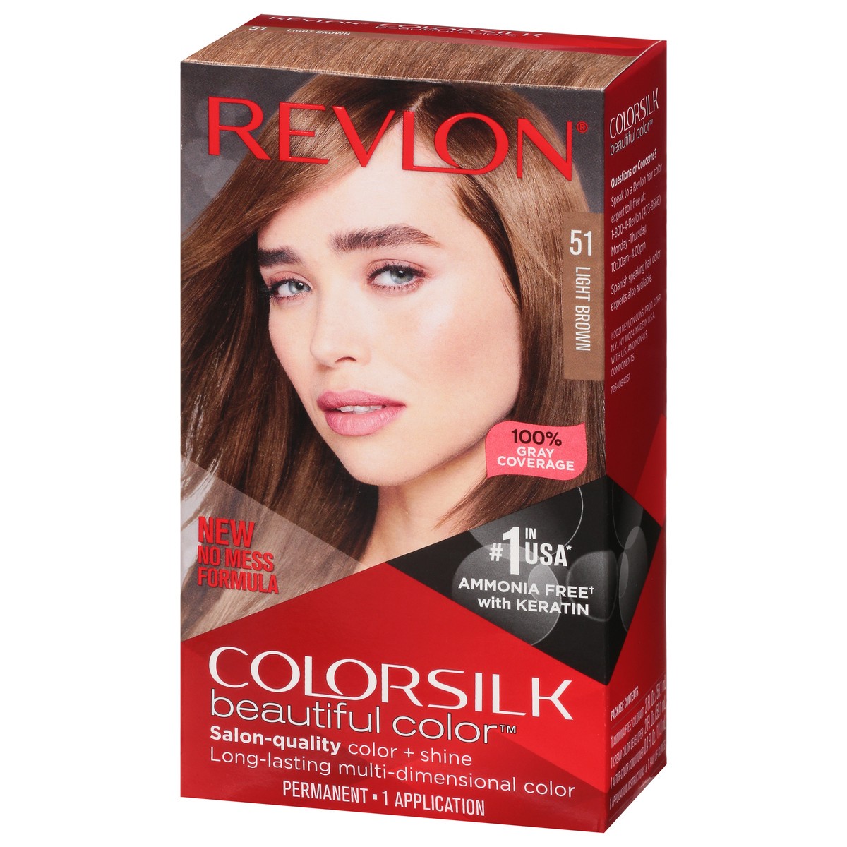 slide 6 of 9, Revlon Colorsilk 51 Light Brown Vegan Keratin Permanent Hair Color 1 Each, 1 ct