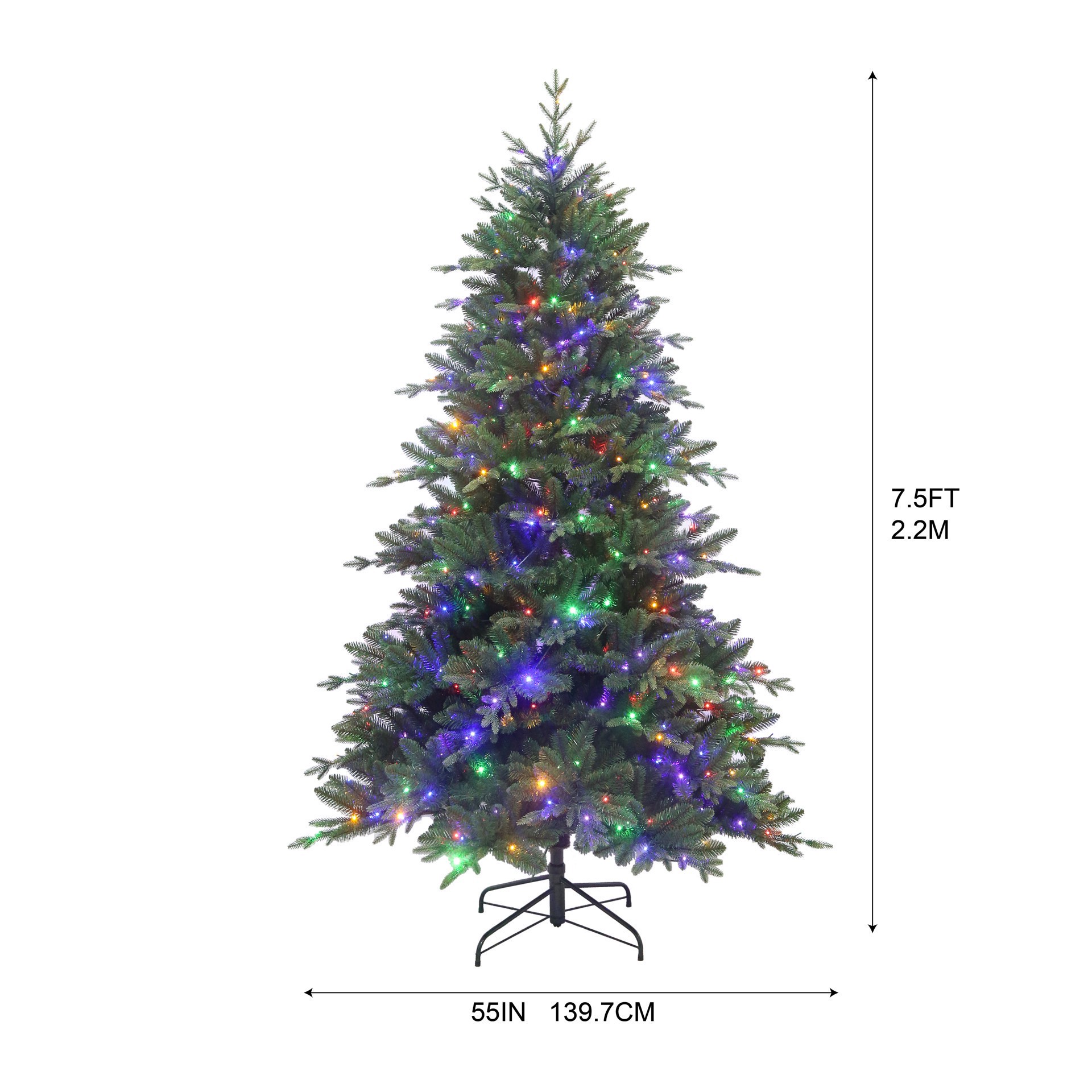 slide 4 of 7, 7.5ft. Pre-Lit Windsor Spruce Artificial Christmas Tree, Color Changing Led Lights By Ashland, 7.5 ft