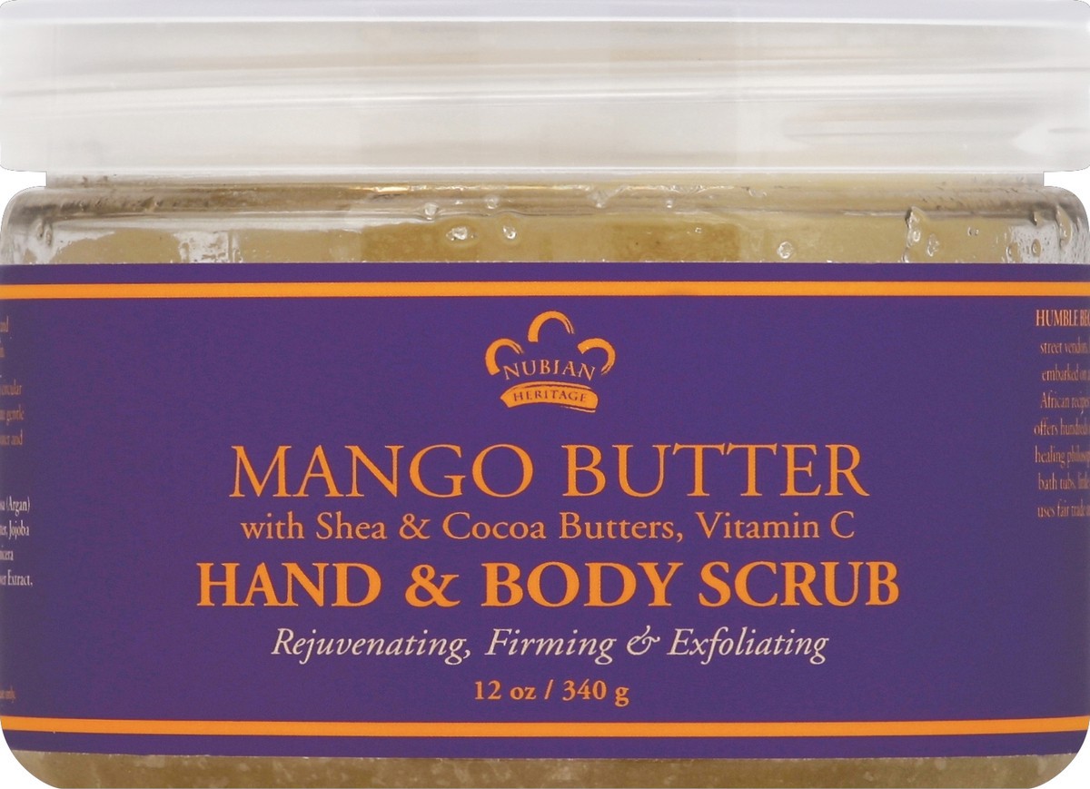 slide 2 of 2, Nubian Heritage Mango Butter HND+BDY SCRB REJV/FIRM/EXF, 12 OZ, 12 oz