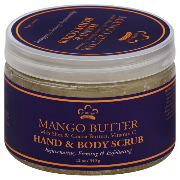 slide 1 of 2, Nubian Heritage Mango Butter HND+BDY SCRB REJV/FIRM/EXF, 12 OZ, 12 oz