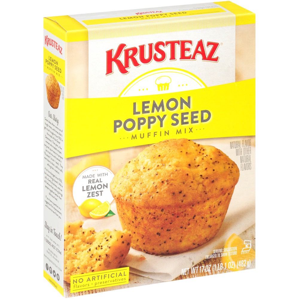 slide 2 of 8, Krusteaz Lemon Poppy Seed Supreme Muffin Mix, 17 oz