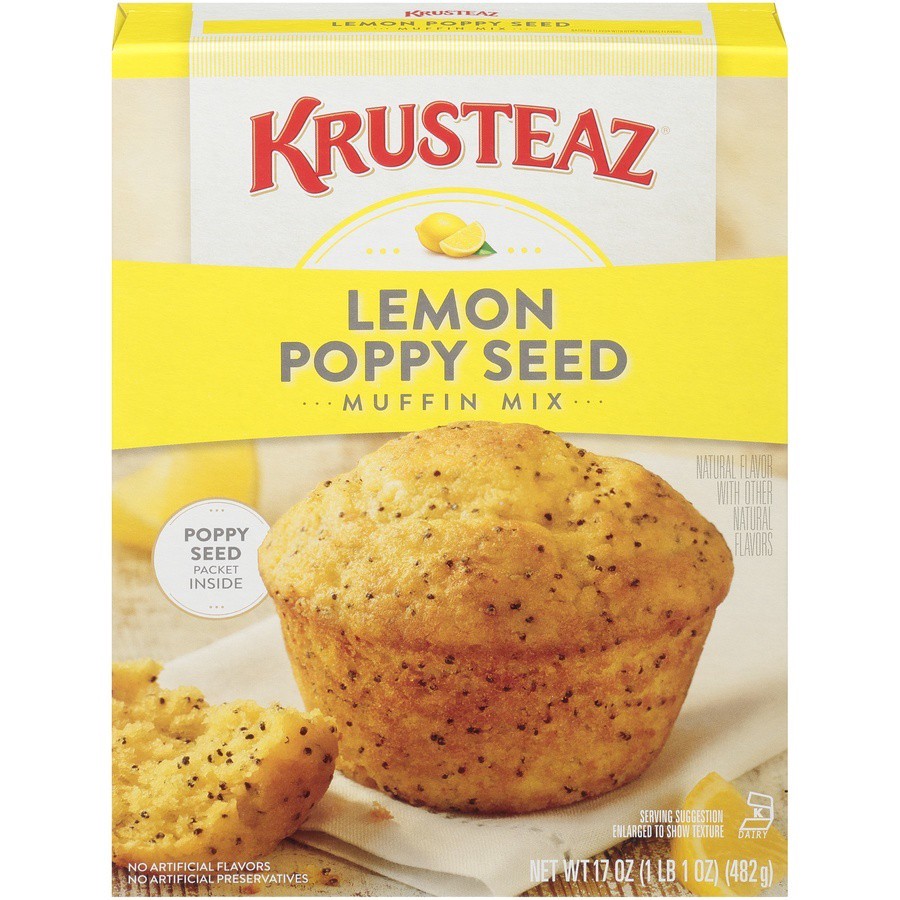 slide 1 of 8, Krusteaz Lemon Poppy Seed Supreme Muffin Mix, 17 oz