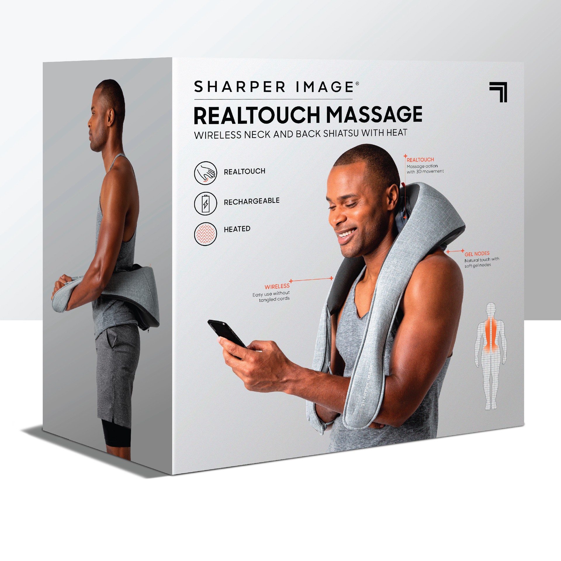 slide 6 of 7, Sharper Image RealTouch™ Shiatsu Massager, Warming Heat Soothes Sore Muscles, Nodes Feel Like Real Hands, Wireless & Rechargeable - Best Massager for Neck Back Shoulders Feet Legs w/ 6 Massage Heads, 1 ct