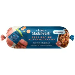 Blue Buffalo Love Made Fresh Natural Adult Dog Food, Refrigerated, Beef With Carrots and Peas, Fresh Dog Food, Ready-To-Serve, 5-lb Roll