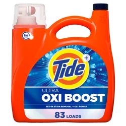 Tide Ultra Oxi Boost Liquid Laundry Detergent, 117 fl oz, 83 Loads, Advanced Stain Remover, Laundry Detergent Liquid with Extra Oxi Power