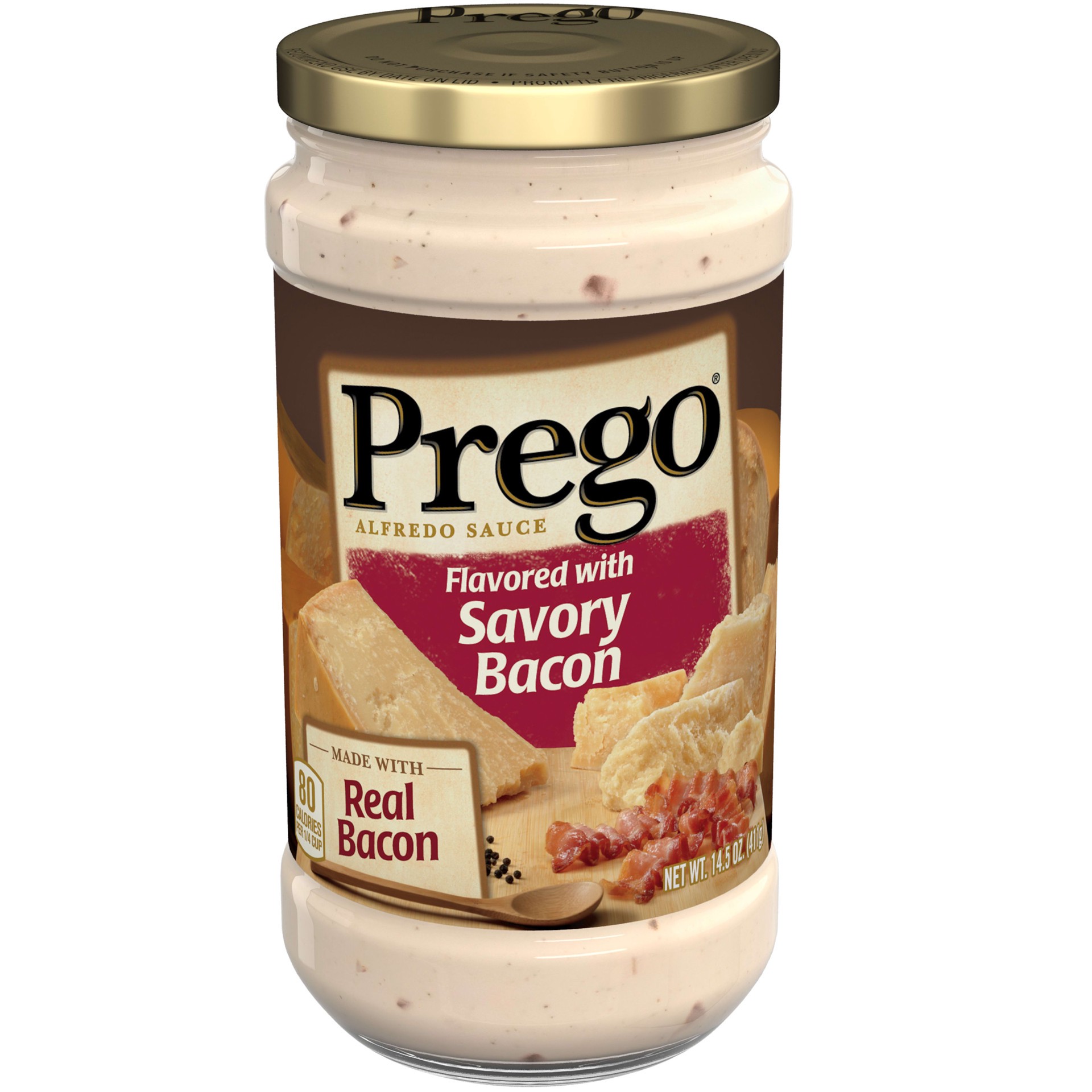 slide 1 of 5, Prego Flavored with Savory Bacon Alfredo Sauce, 14.5 oz., 14.5 oz