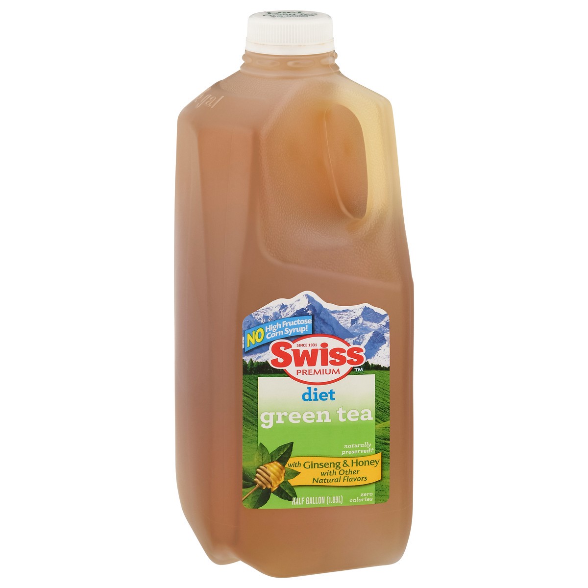 slide 7 of 13, Swiss Premium Diet Ginseng & Honey with other natural flavors. Green Tea - 1/2 gal, 1/2 gal