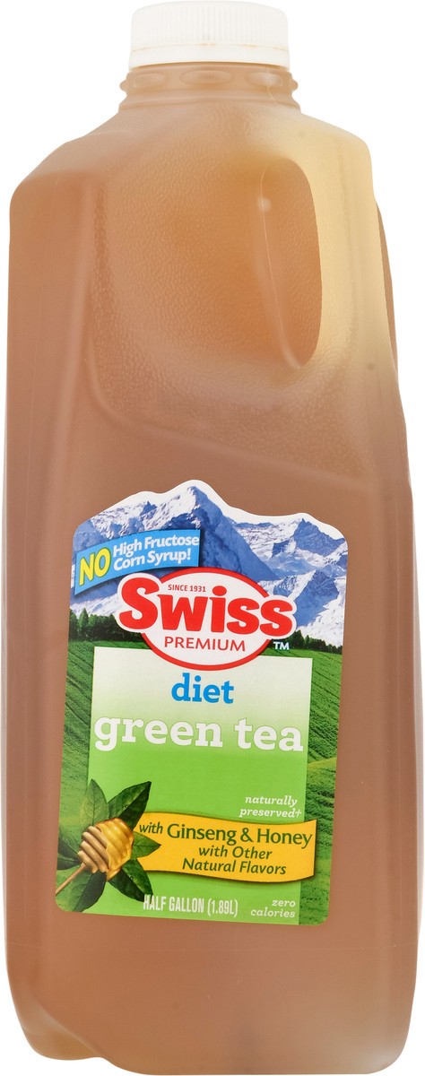 slide 13 of 13, Swiss Premium Diet Ginseng & Honey with other natural flavors. Green Tea - 1/2 gal, 1/2 gal