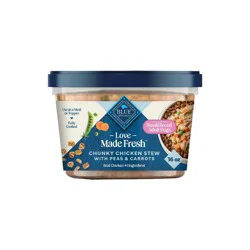 Blue Buffalo Love Made Fresh Dog Food for Small Breed Adult Dogs, Refrigerated, Chunky Chicken Stew With Carrots and Peas, Fresh Dog Food, Ready-To-Serve, 1-lb Tub