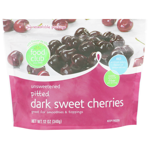 slide 1 of 1, Food Club Dark Sweet Cherries, 12 oz