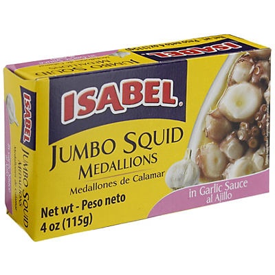 slide 1 of 1, Isabel Jumbo Squid Medallions In Garlic Sauce, 4 oz