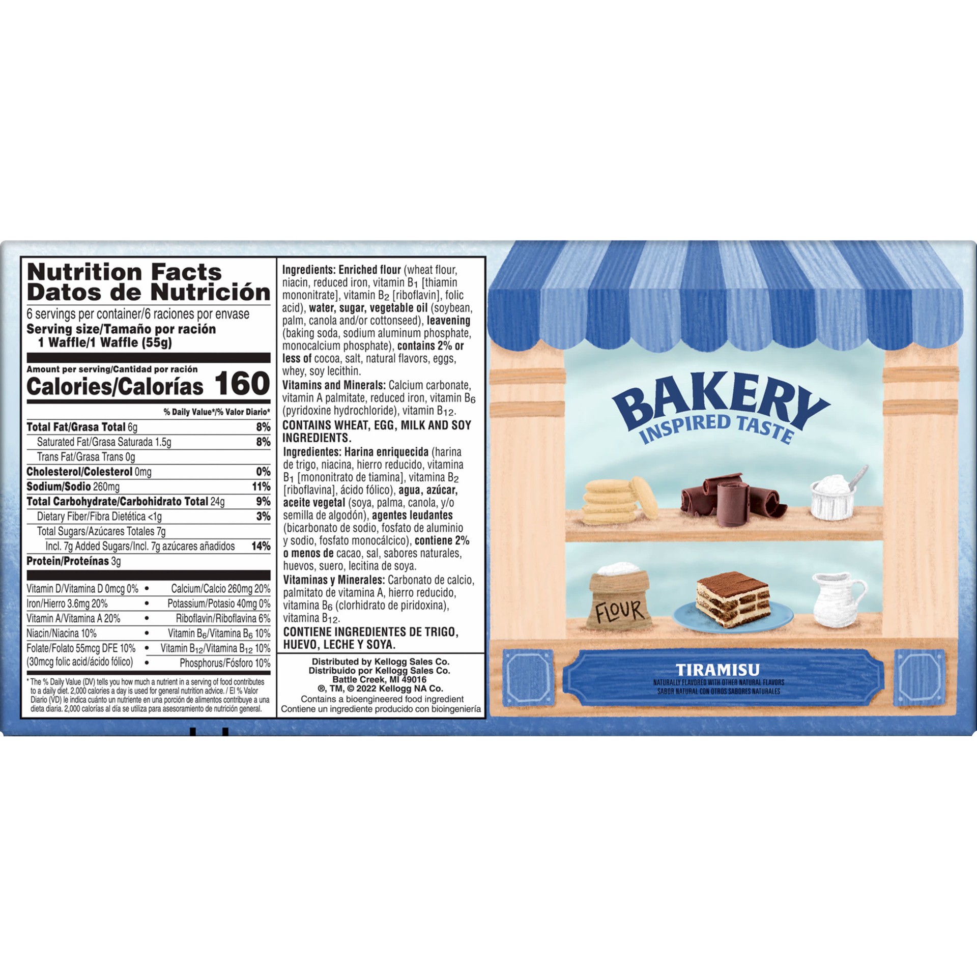 slide 5 of 5, Eggo Thick and Fluffy Frozen Waffles, Frozen Breakfast, Resealable. Belgian Style, Tiramisu, 11.6oz Box, 6 Waffles, 11.6 oz