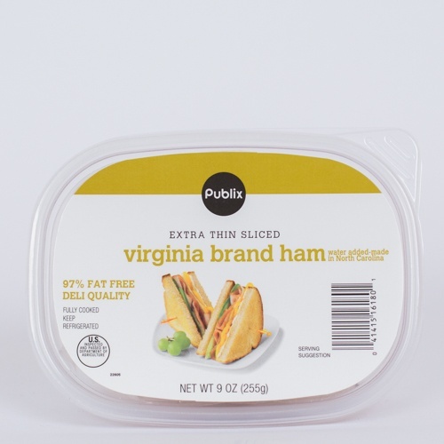 slide 1 of 1, Publix Extra Thin Sliced Virginia Brand Ham, 9 oz